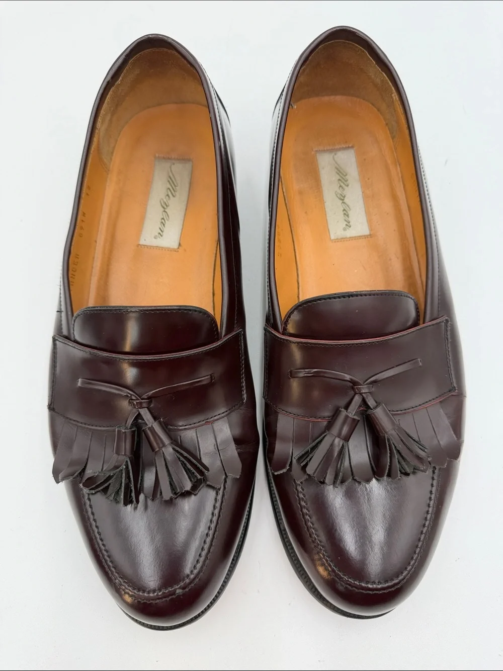 MEZLAN sz12 Kiltie Tassel Loafers Dark Brown Classic Dress Shoes Quiet Luxury